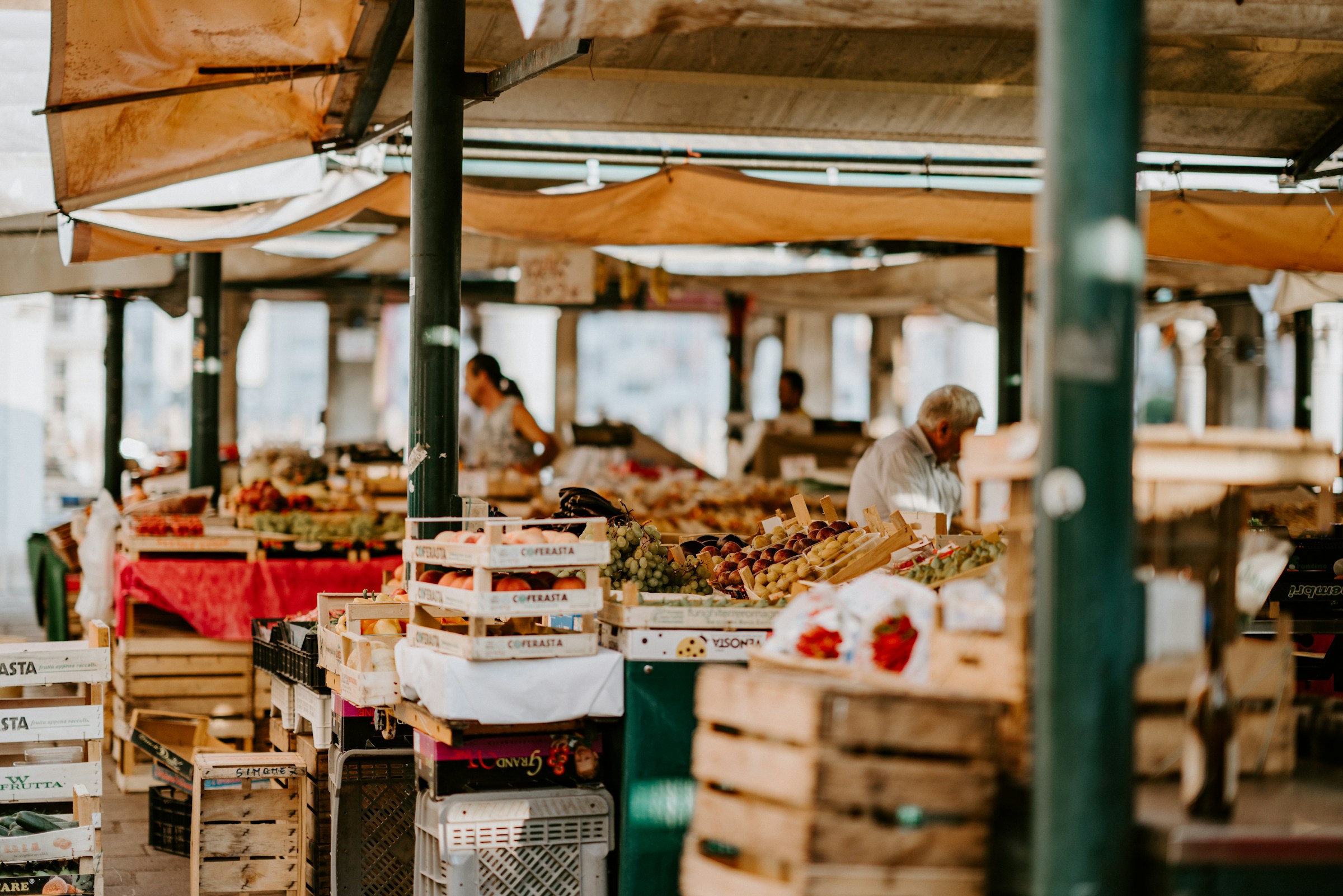 Vendor stalls at an outdoor market event